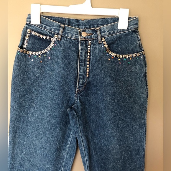 JEANJER Vintage Y2K 80’s Bedazzled High Waist Mom Jeans 9/10 Fits Sz 4 - Picture 2 of 10